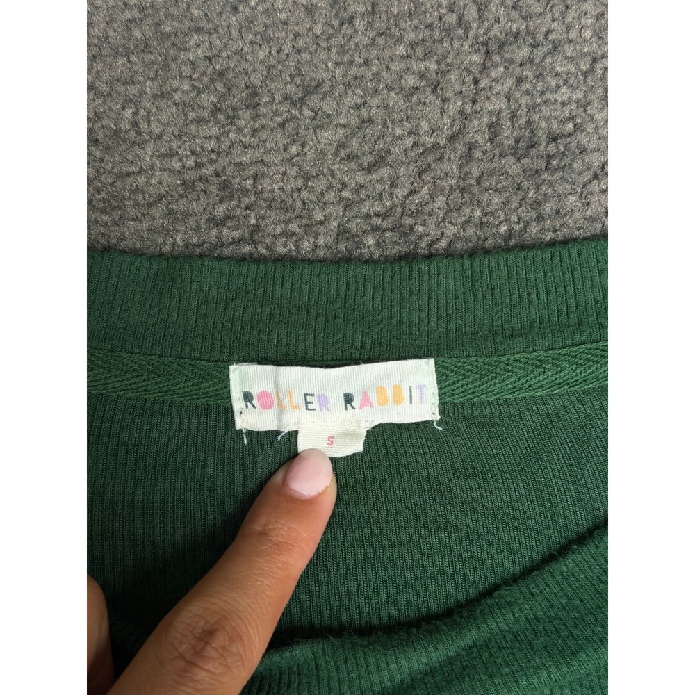 Roller Rabbit Jordan Ribbed Lounge Set Forest Green Embroidered Monkey Small - Picture 4 of 16